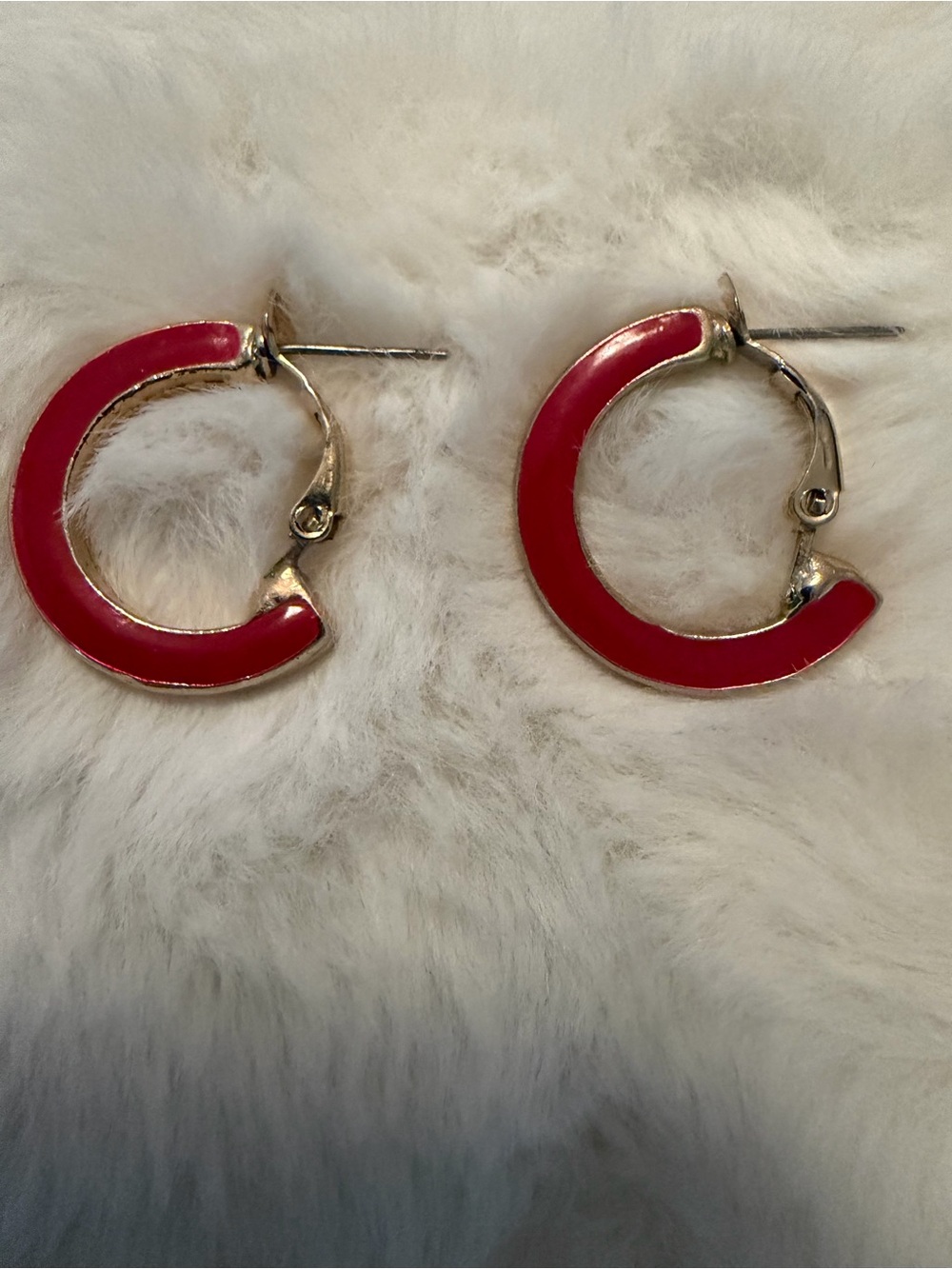 Bright Red Enamel Hoop Earrings - Women Jewelry